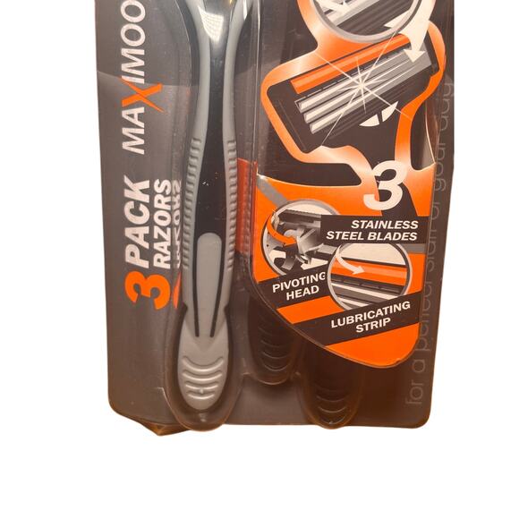 Maximooth Razor 3 Pack Stainless Steel Blade Pivoting Head Lubricating Strip - Picture 6 of 7